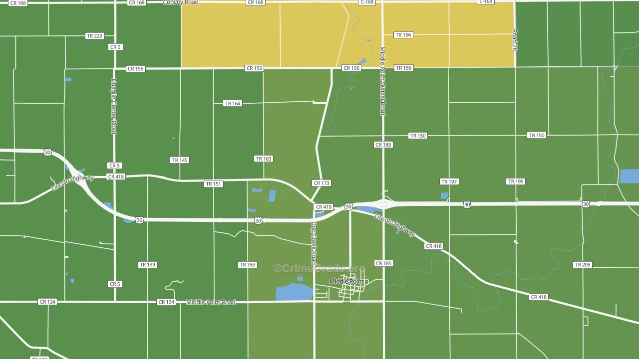 Middle Point, OH Map of Vandalism Rates