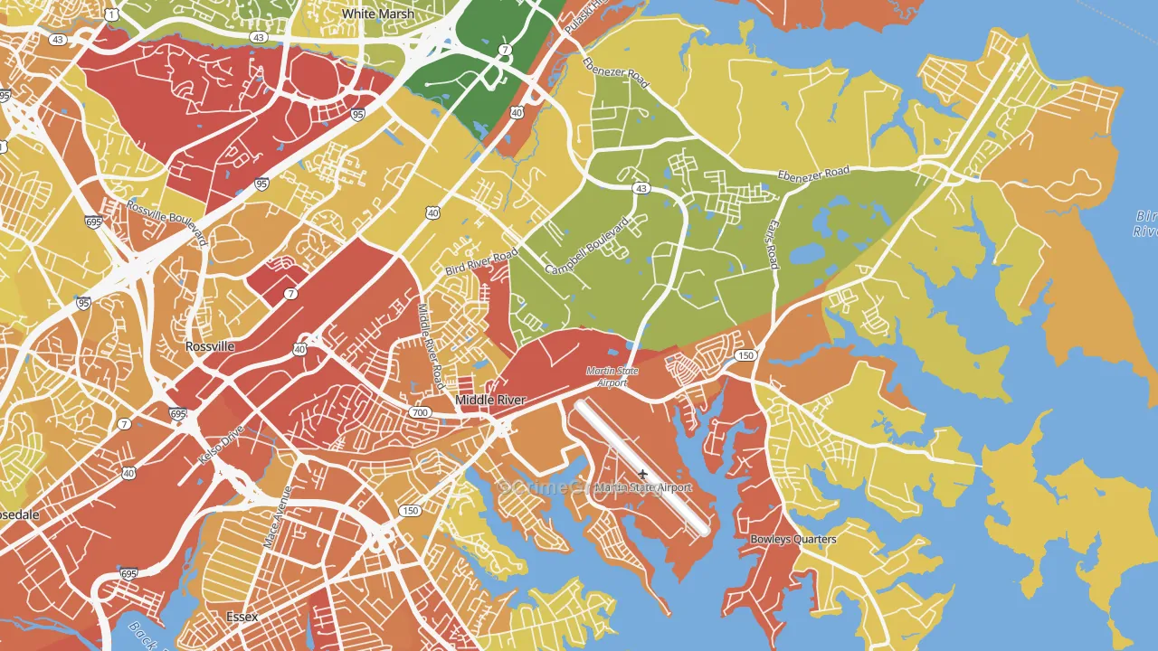 Middle River, MD Map of Vandalism Rates