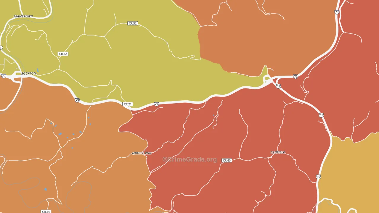 Middle Run, WV Map of Vandalism Rates