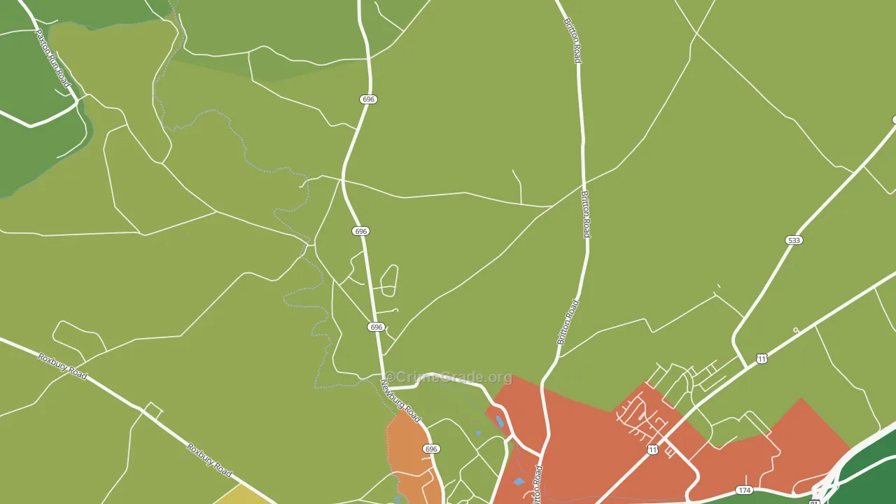 Middle Spring, PA Map of Vandalism Rates