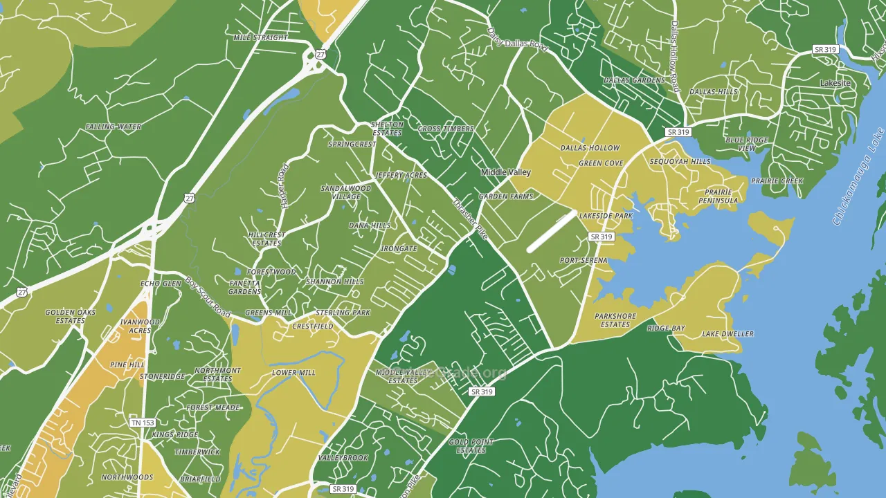 Middle Valley, TN Map of Vandalism Rates