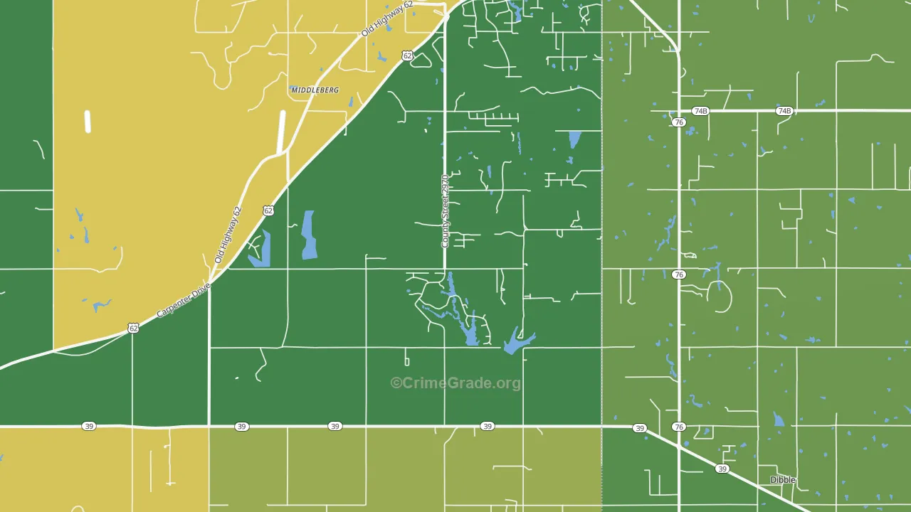 Middleberg, OK Map of Vandalism Rates