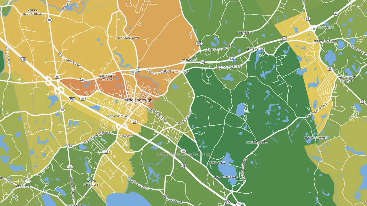 Middleboro, MA Map of Vandalism Rates