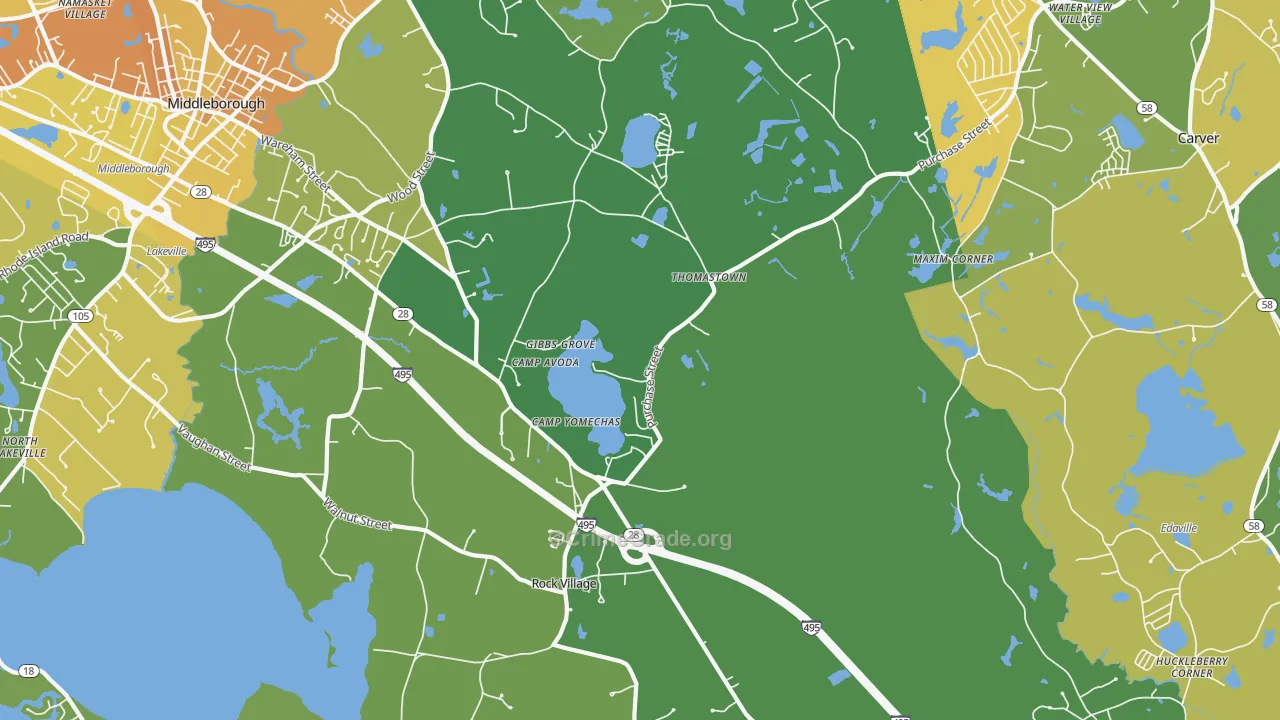 Middleborough, MA Map of Vandalism Rates