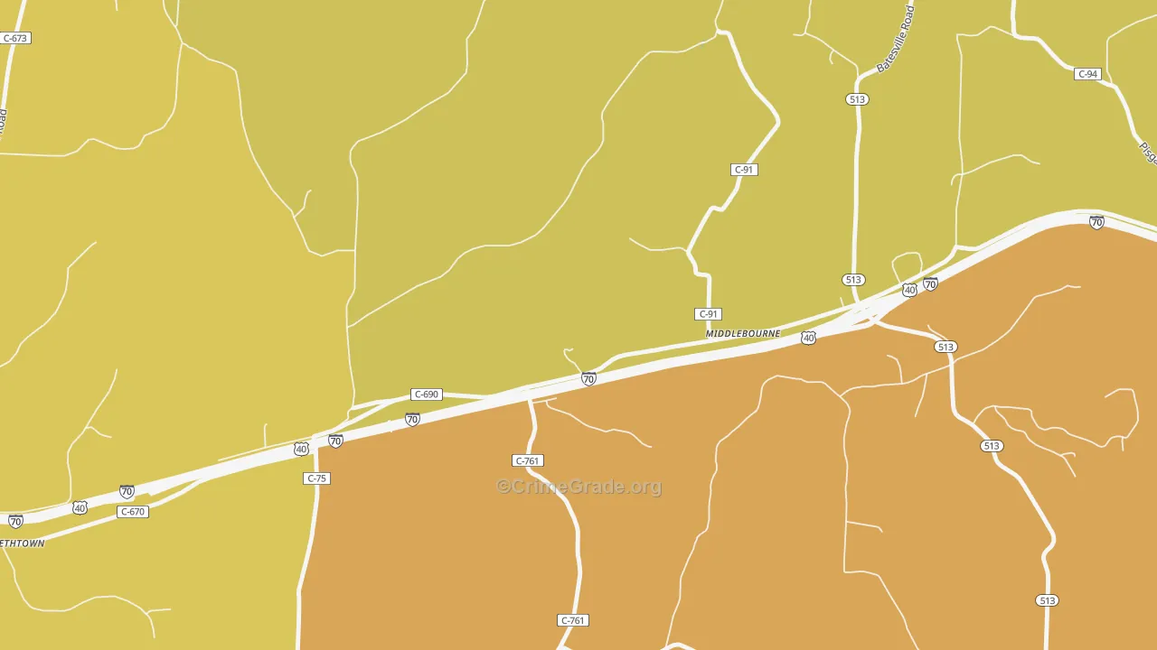 Middlebourne, OH Map of Vandalism Rates