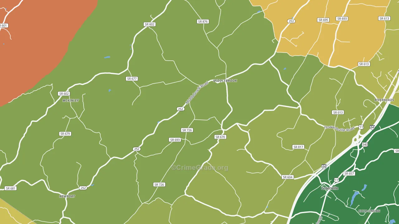 Middlebrook, VA Map of Vandalism Rates