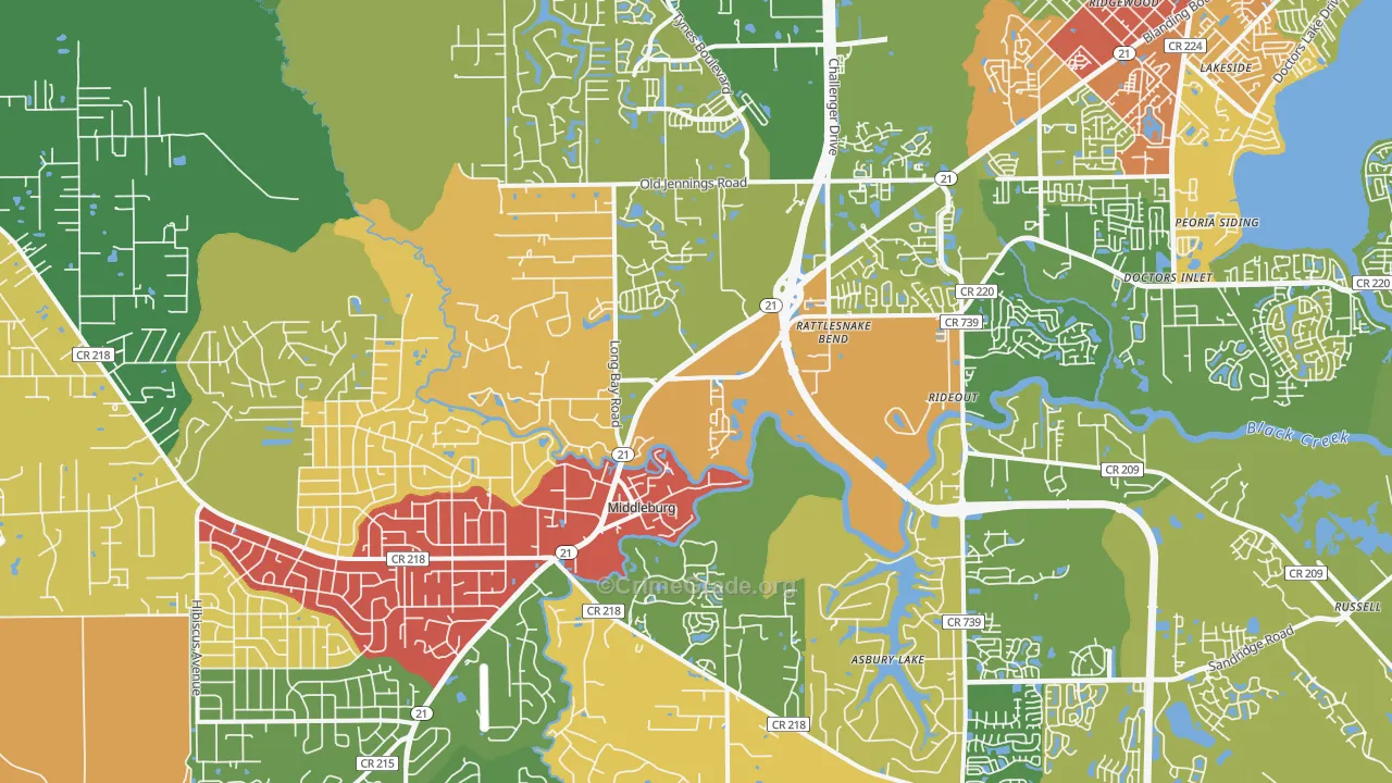 Middleburg, FL Map of Vandalism Rates