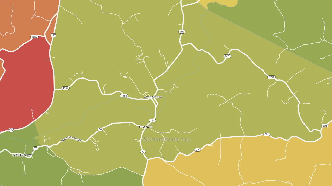 Middleburg, KY Map of Vandalism Rates