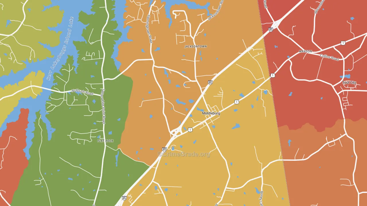Middleburg, NC Map of Vandalism Rates