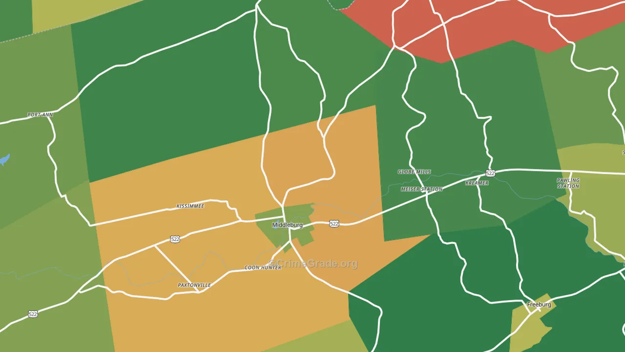 Middleburg, PA Map of Vandalism Rates
