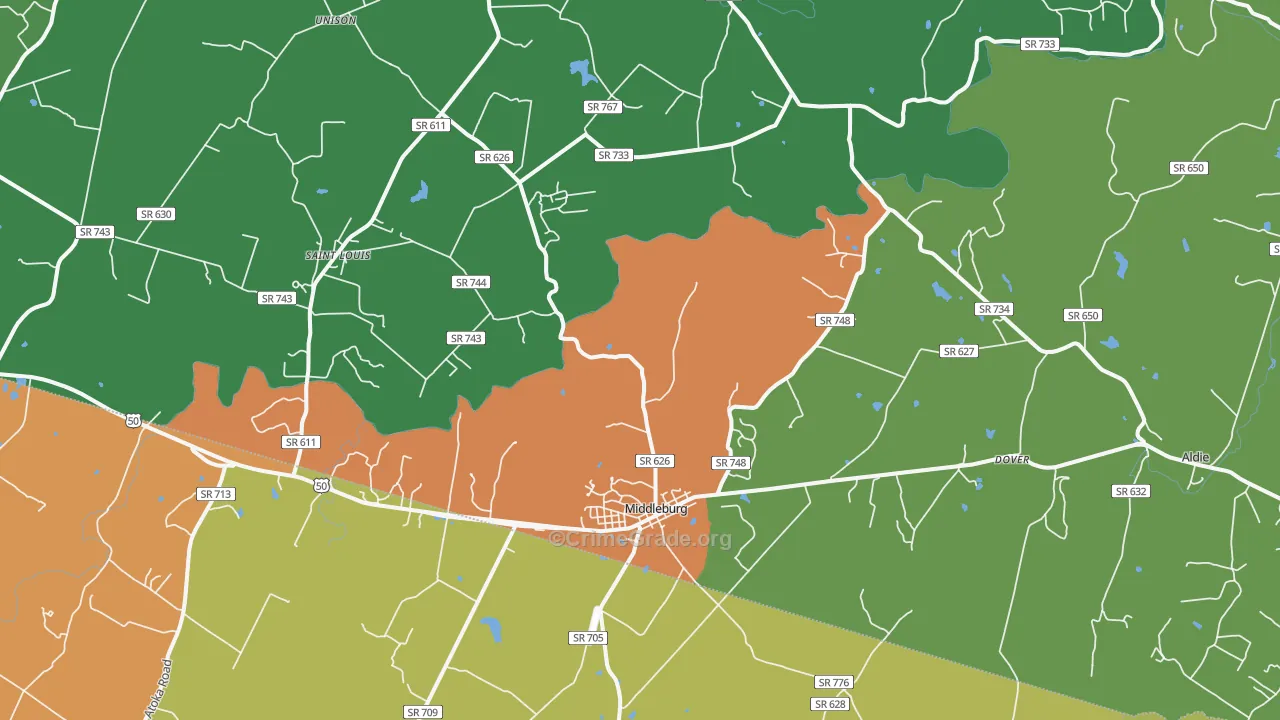 Middleburg, VA Map of Vandalism Rates