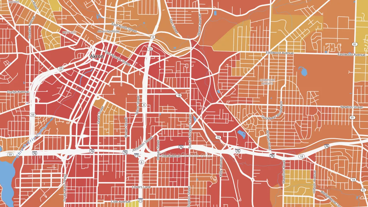 Middlebury, Akron, OH Map of Vandalism Rates