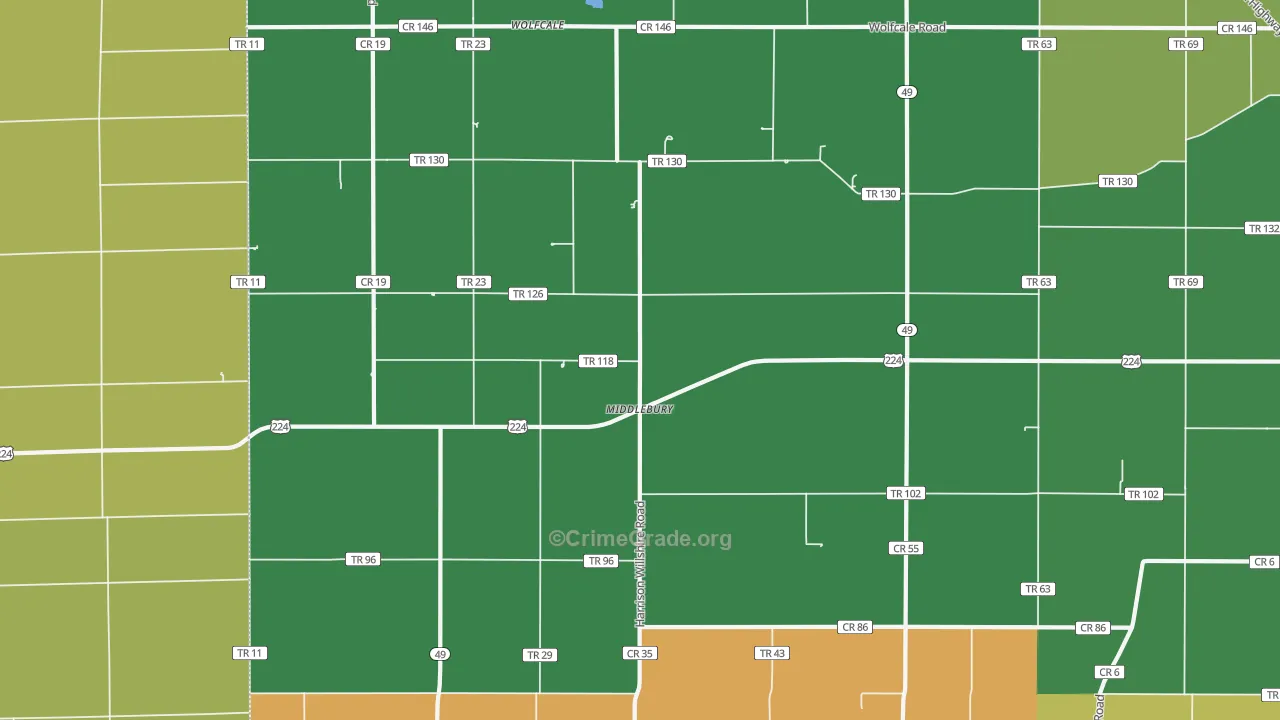Middlebury, OH Map of Vandalism Rates