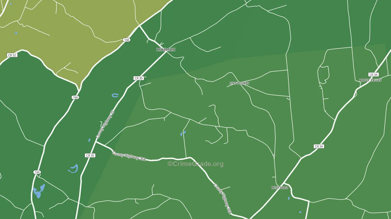 Middlefield, NY Map of Vandalism Rates