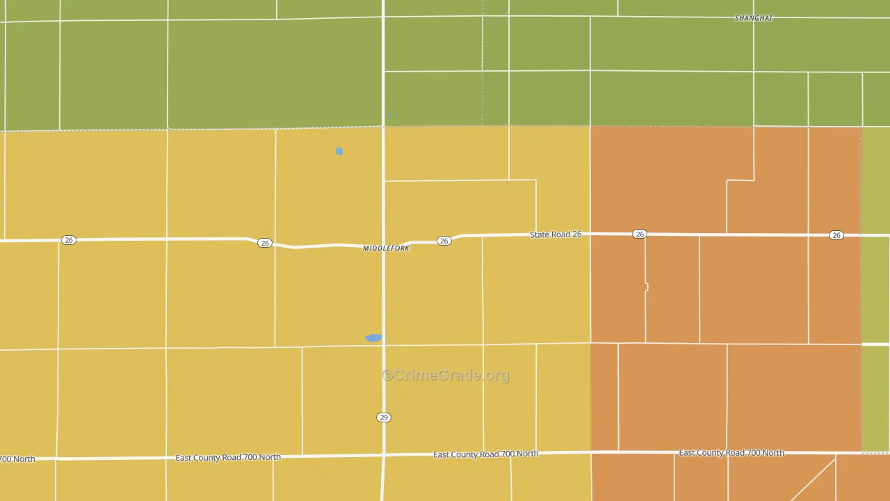 Middlefork, IN Map of Vandalism Rates