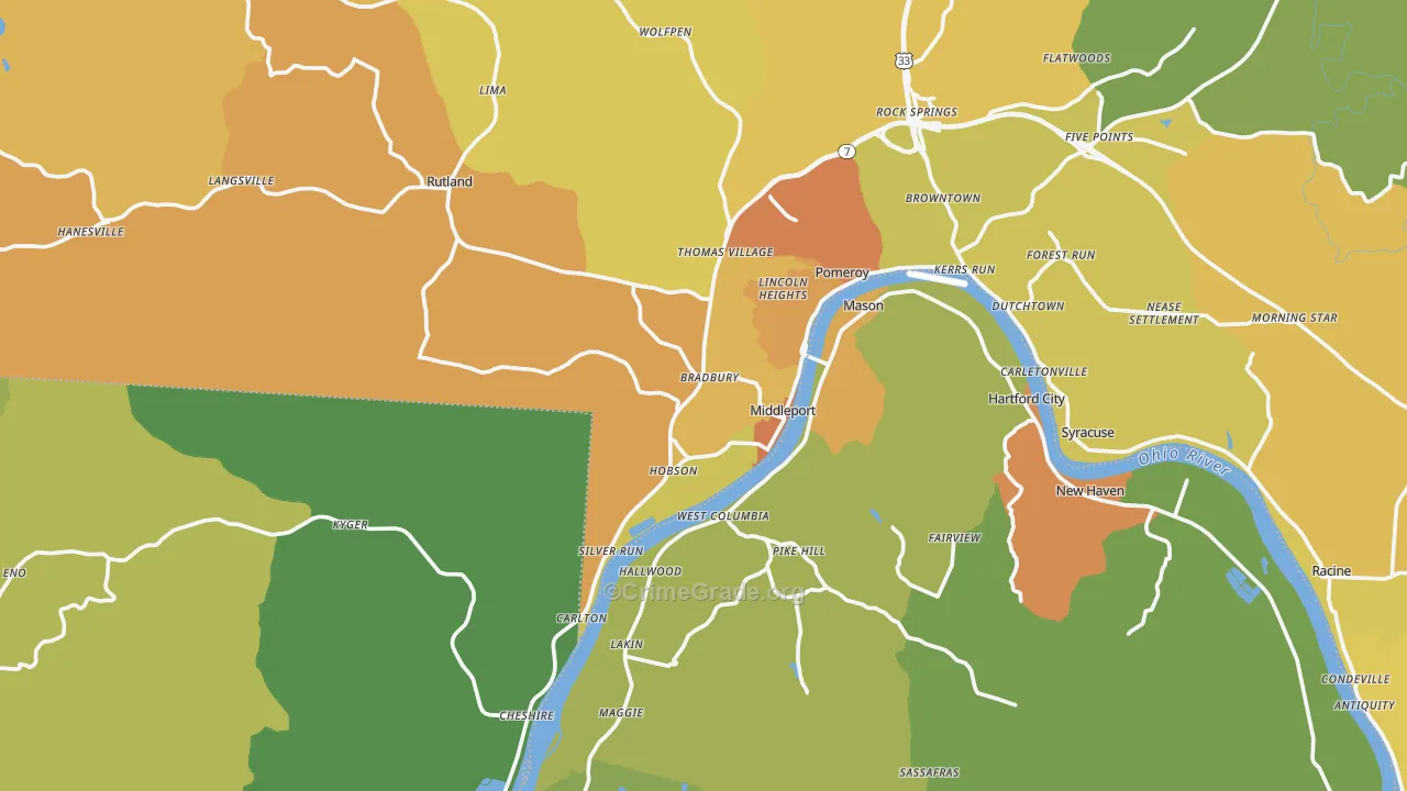 Middleport, OH Map of Vandalism Rates