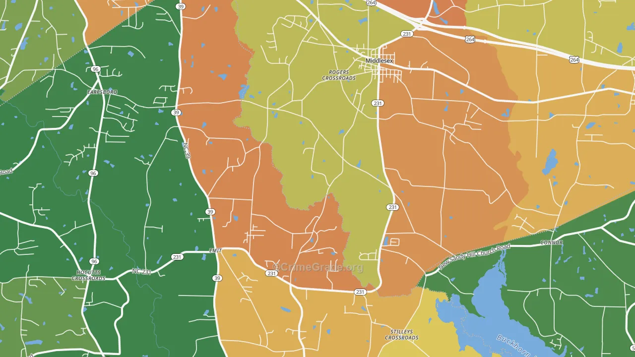 Middlesex, NC Map of Vandalism Rates