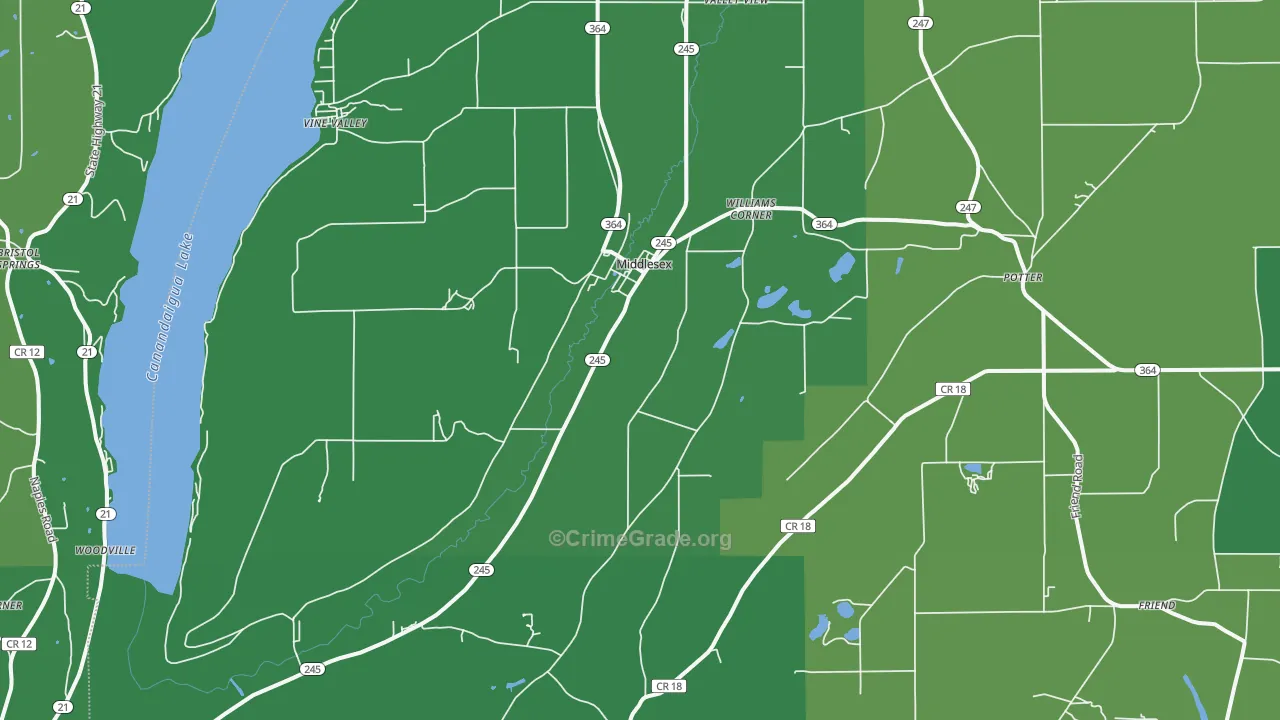 Middlesex, NY Map of Vandalism Rates