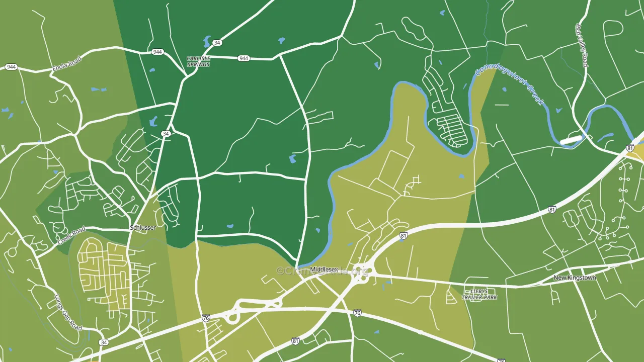 Middlesex, PA Map of Vandalism Rates