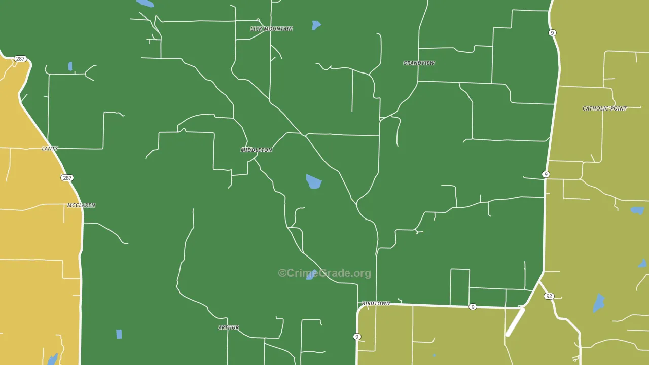 Middleton, AR Map of Vandalism Rates