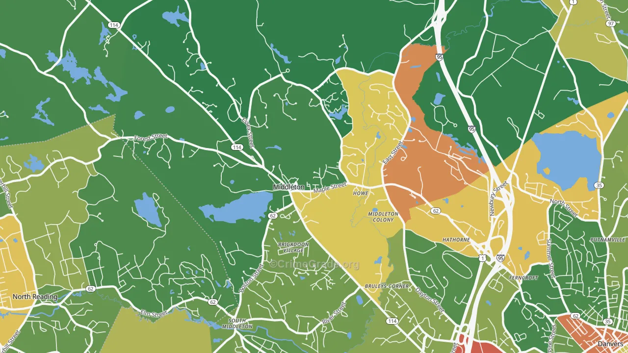 Middleton, MA Map of Vandalism Rates