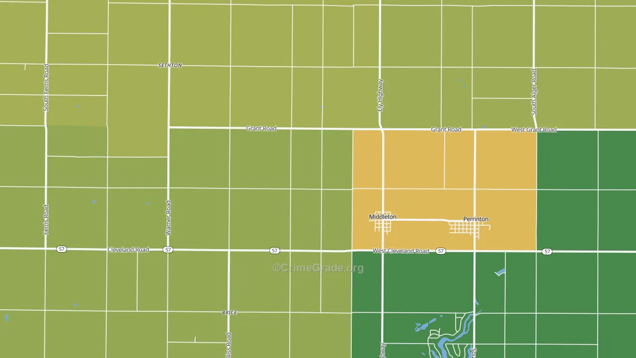 Middleton, MI Map of Vandalism Rates