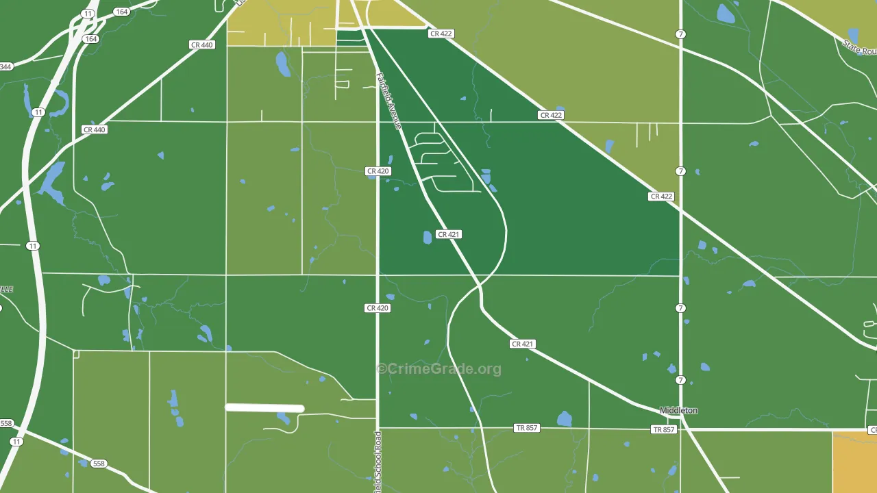 Middleton, OH Map of Vandalism Rates