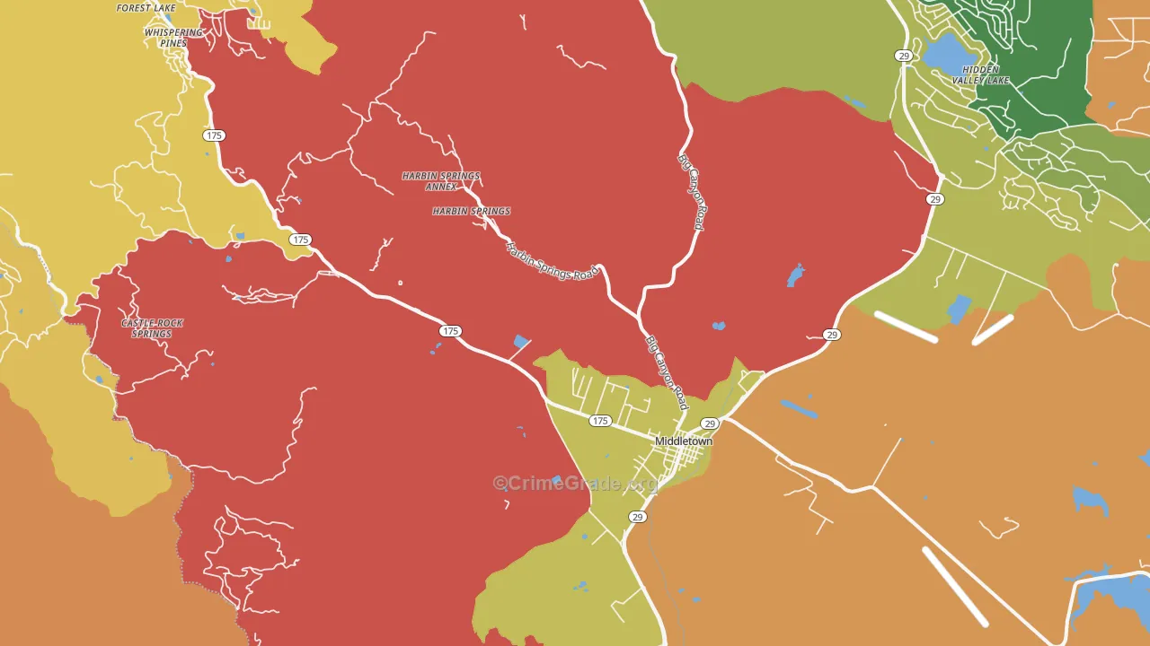 Middletown, CA Map of Vandalism Rates