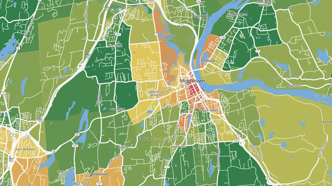Middletown, CT Map of Vandalism Rates