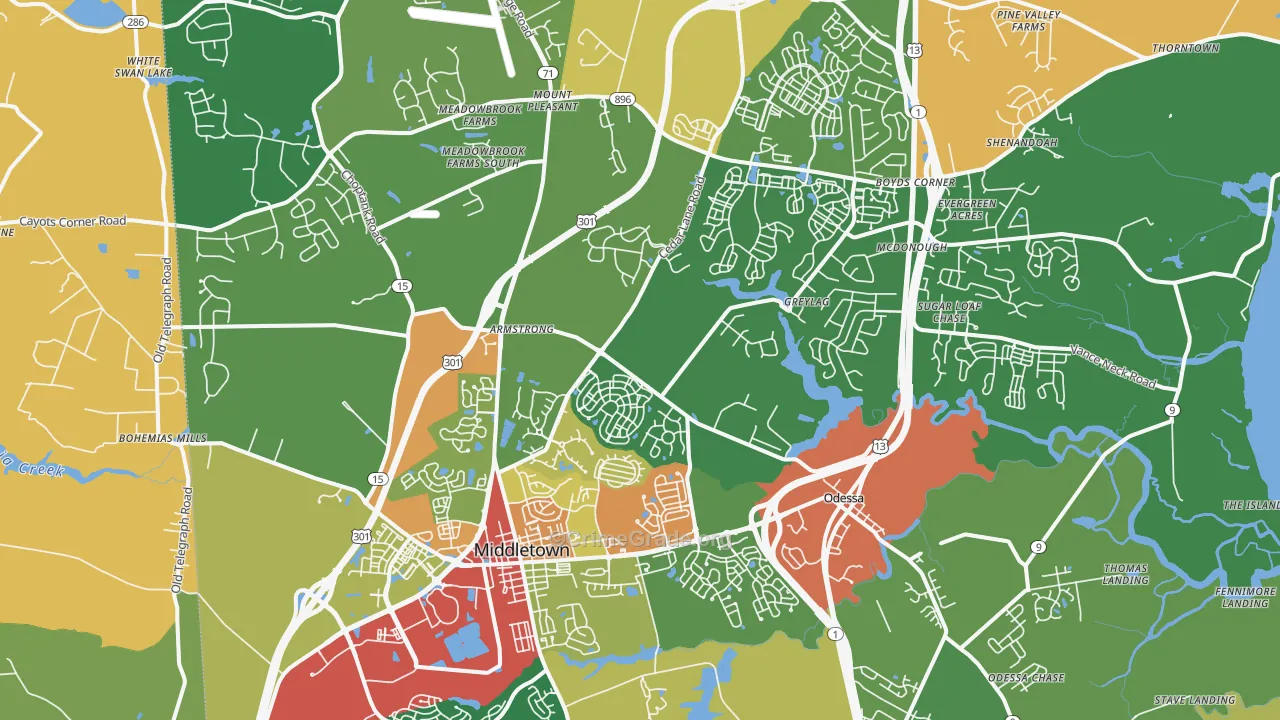 Middletown, DE Map of Vandalism Rates