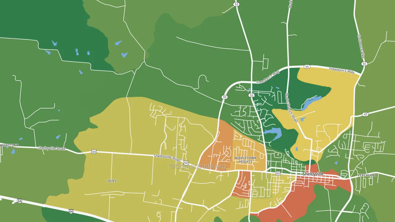 Middletown Heights, KY Map of Vandalism Rates