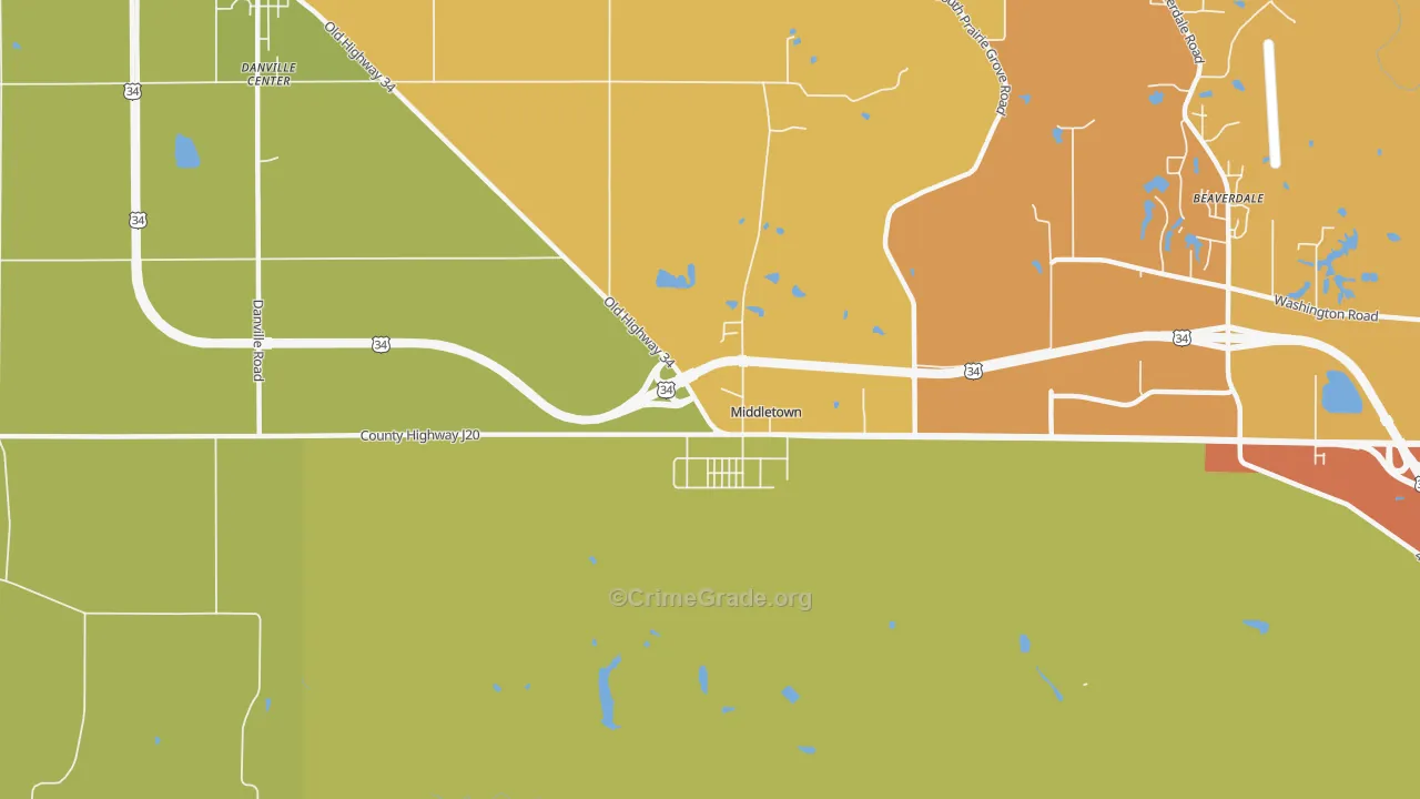 Middletown, IA Map of Vandalism Rates