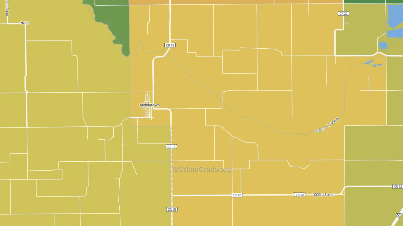 Middletown, IL Map of Vandalism Rates