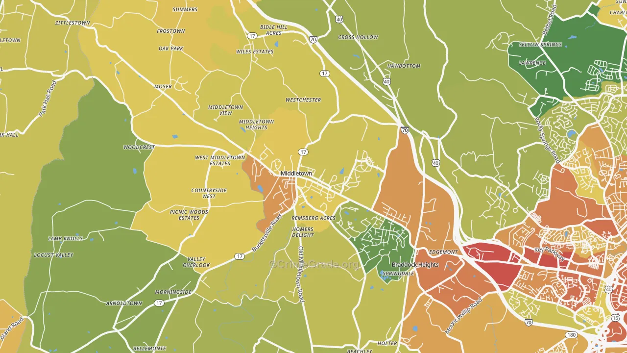 Middletown, MD Map of Vandalism Rates