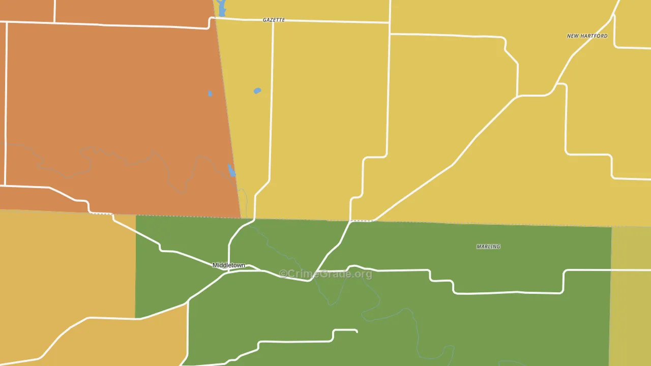 Middletown, MO Map of Vandalism Rates