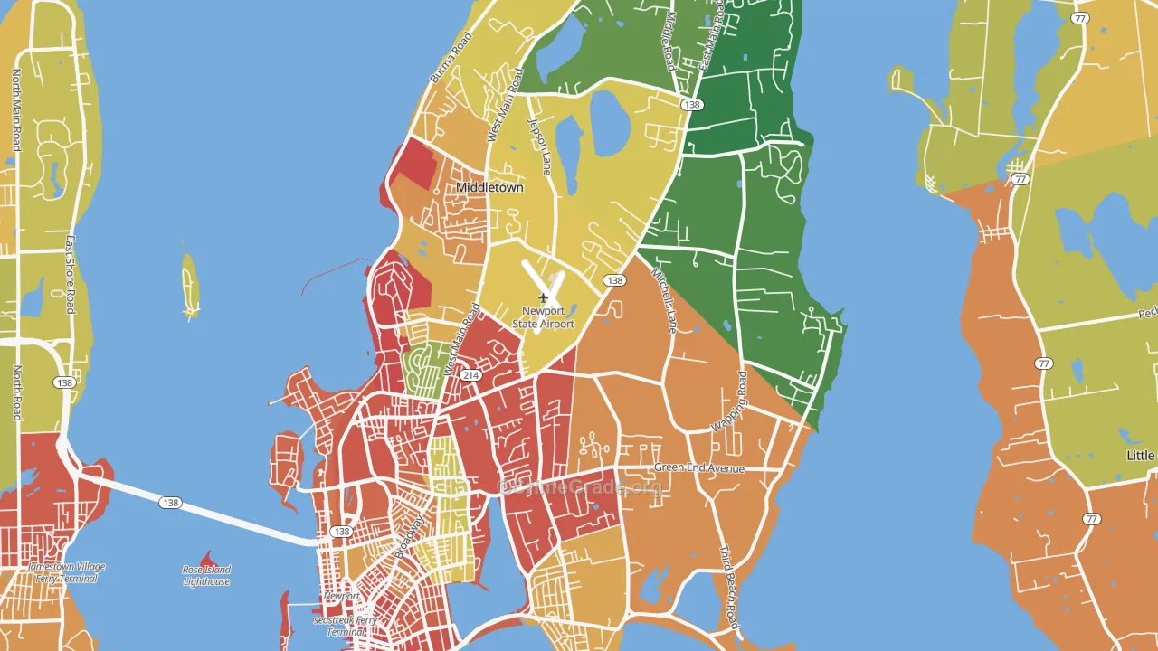 Middletown, RI Map of Vandalism Rates