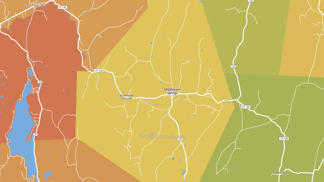 Middletown Springs, VT Map of Vandalism Rates