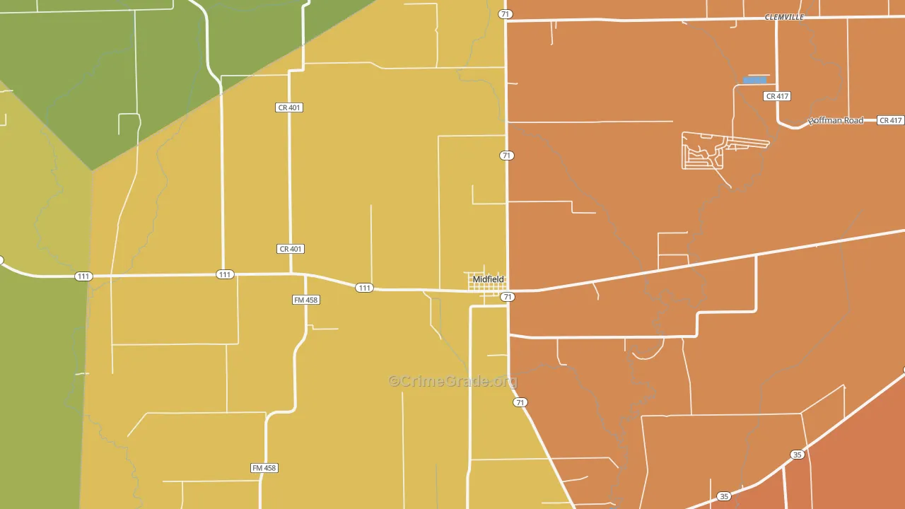 Midfield, TX Map of Vandalism Rates