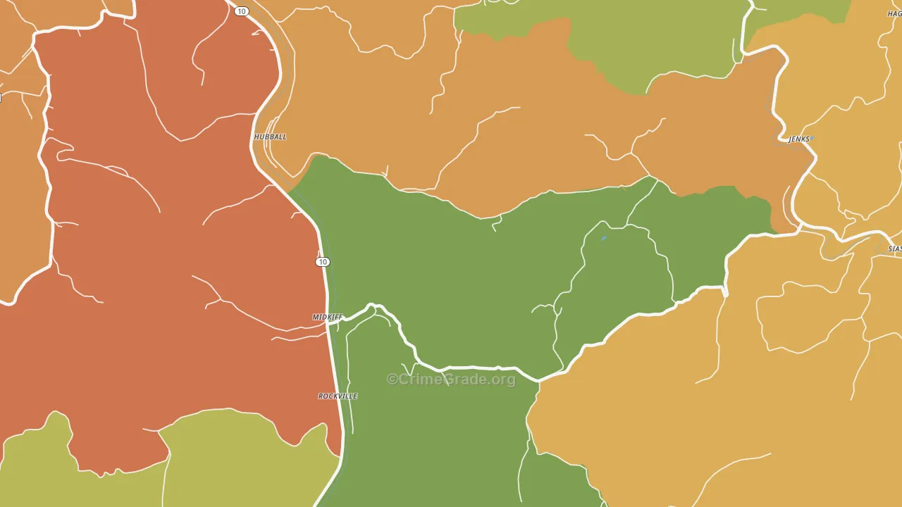 Midkiff, WV Map of Vandalism Rates