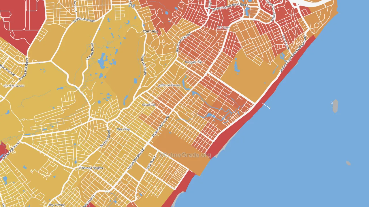 Midland Beach, Staten Island, NY Map of Vandalism Rates