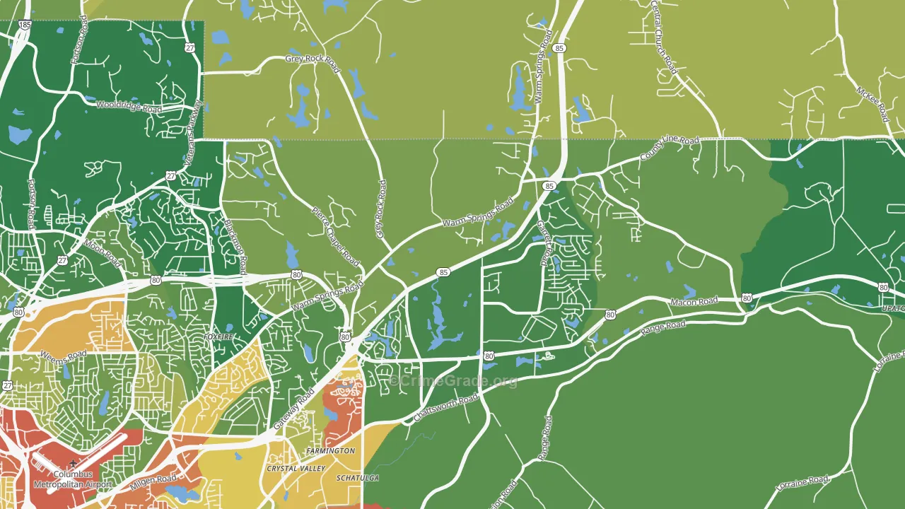 Midland, GA Map of Vandalism Rates
