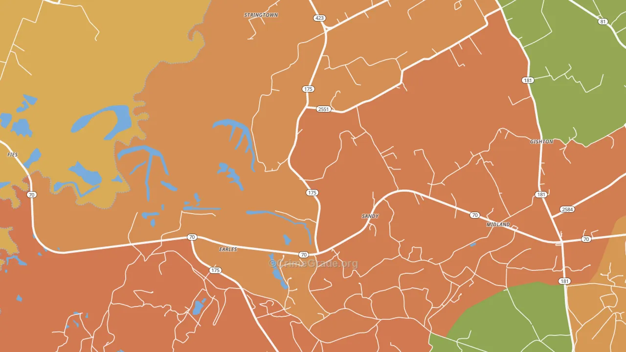 Midland, KY Map of Vandalism Rates