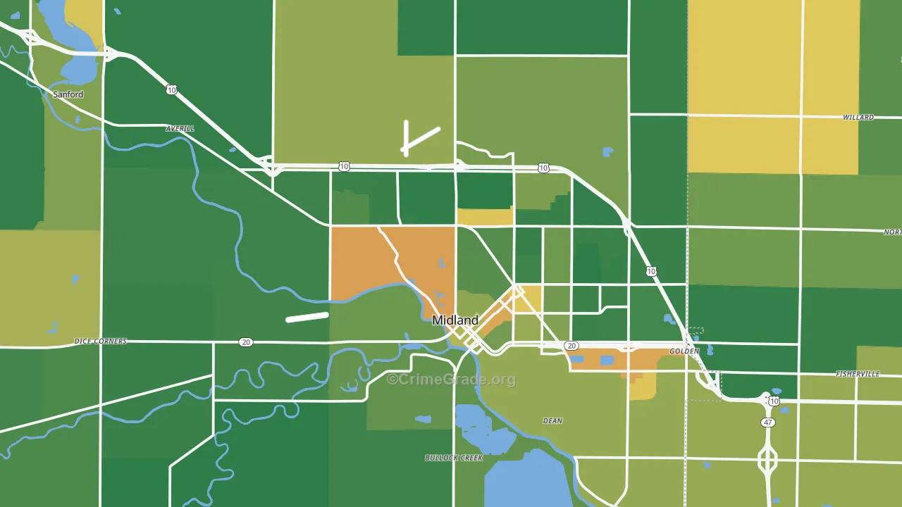 Midland, MI Map of Vandalism Rates