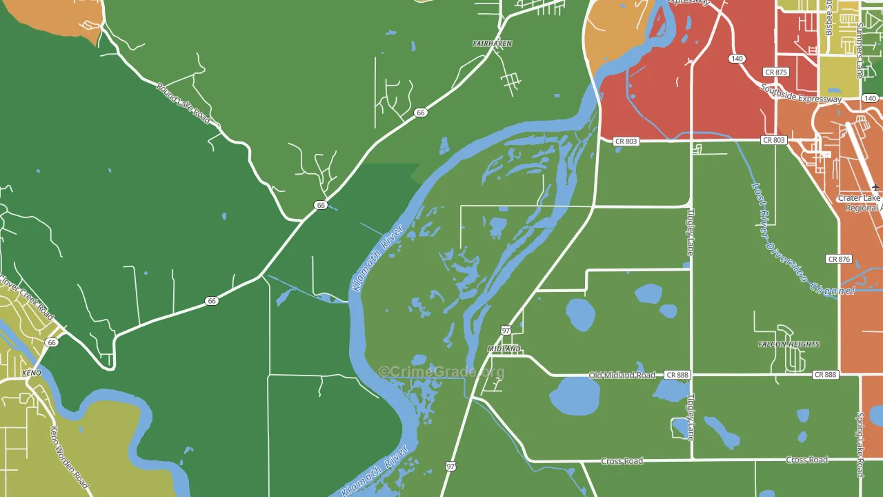 Midland, OR Map of Vandalism Rates