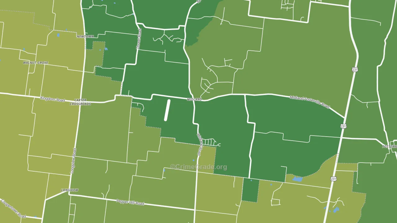 Midland, TN Map of Vandalism Rates