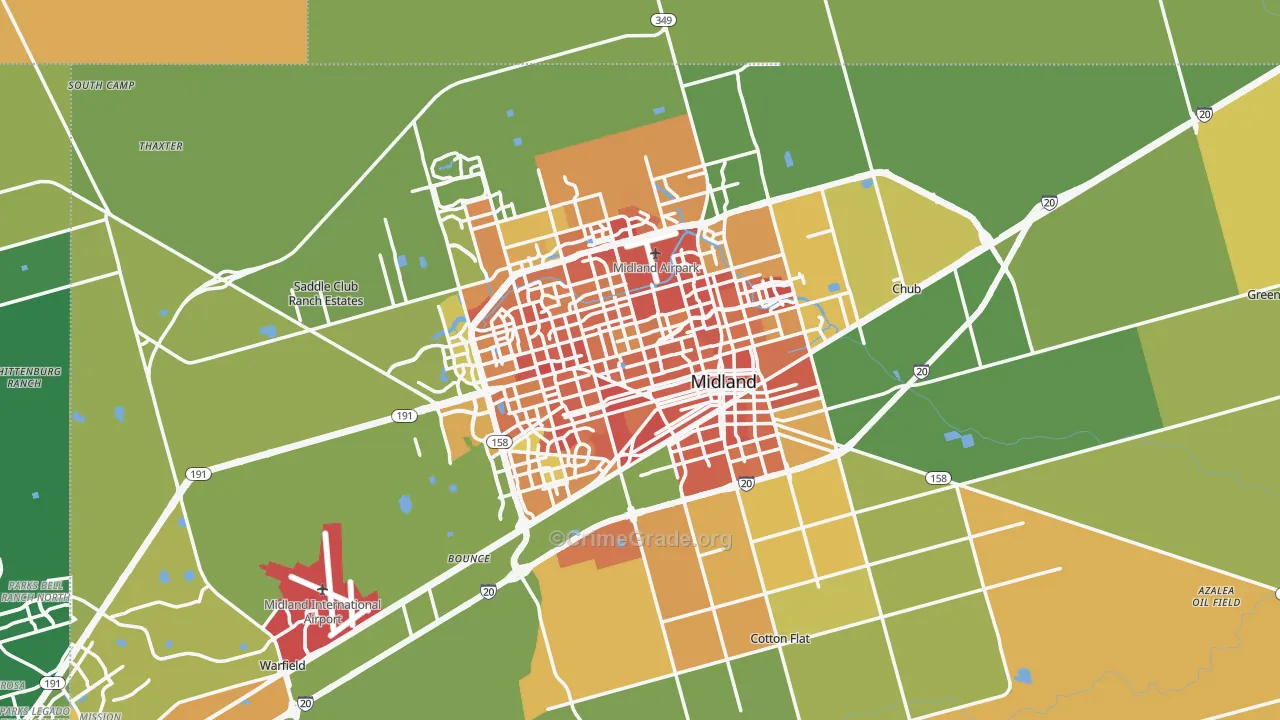 Midland, TX Map of Vandalism Rates