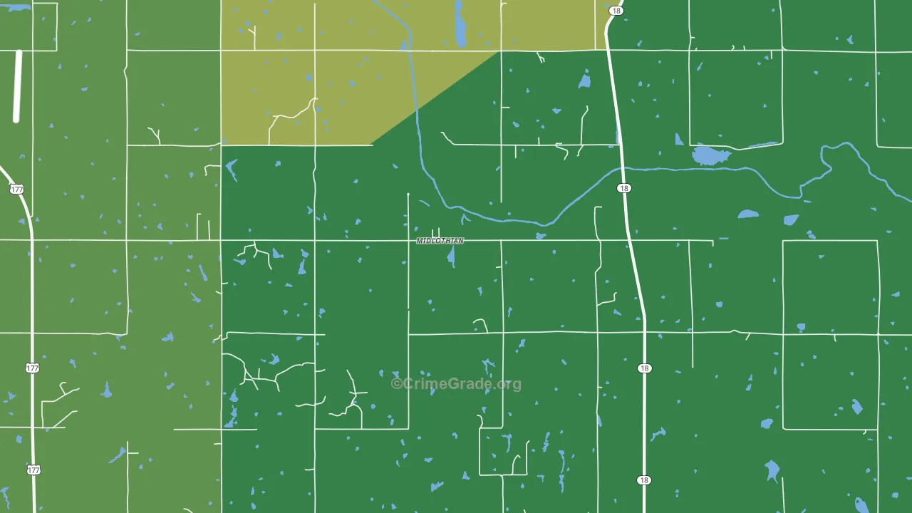 Midlothian, OK Map of Vandalism Rates