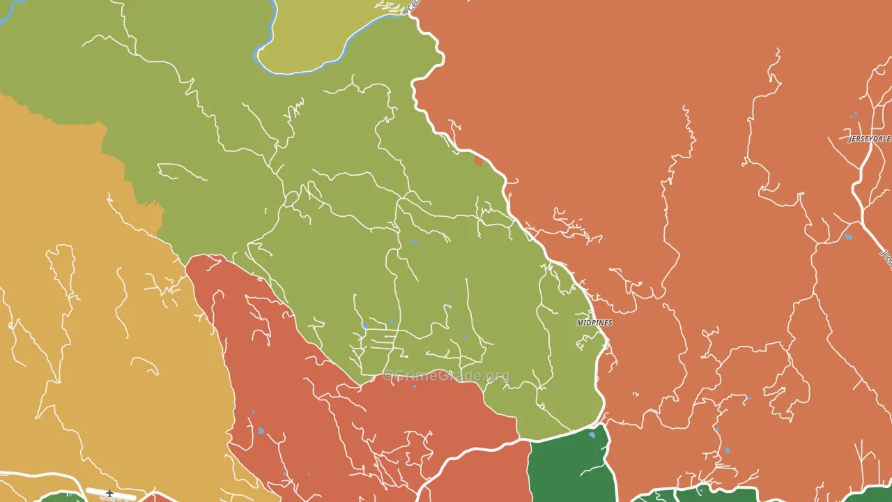 Midpines, CA Map of Vandalism Rates
