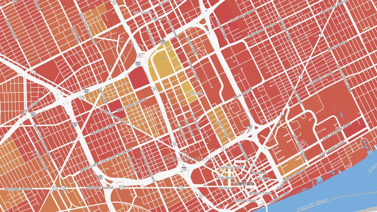 Midtown-Detroit, Detroit, MI Map of Vandalism Rates