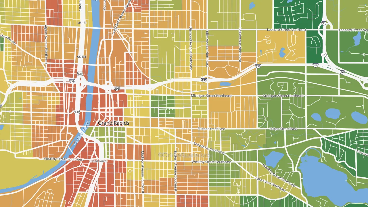 Midtown-Grand Rapids, Grand Rapids, MI Map of Vandalism Rates